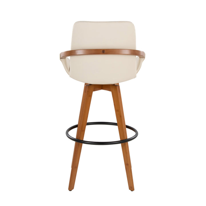 Whitacre Swivel Stool Wade Logan® Upholstery: Cream Faux Leather, Seat Height: Bar Stool (29" Seat Height)