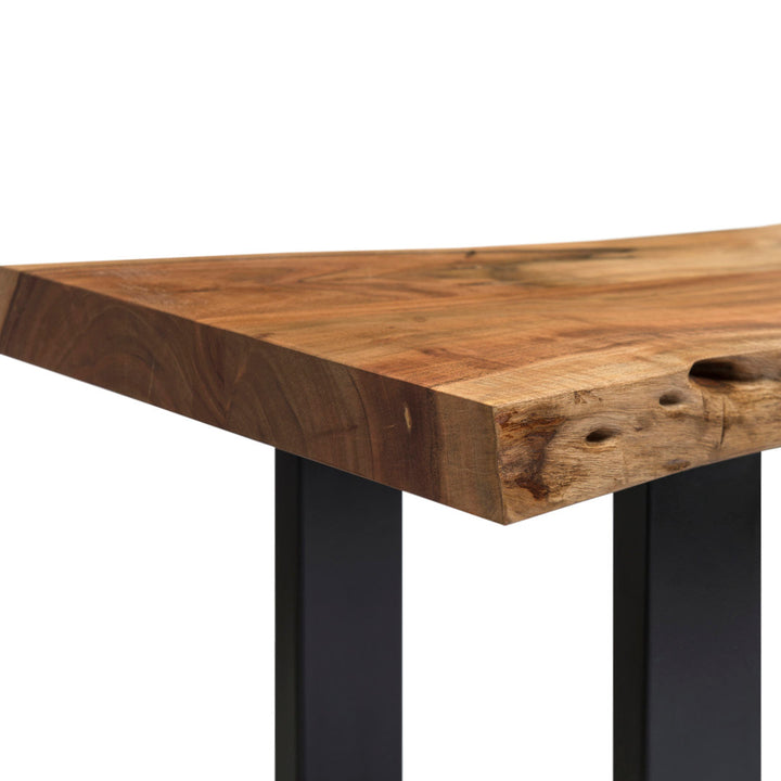 Ains Alpine Natural Live Edge Acacia 48 in. Wood Bench with Metal Straps, Modern Industrial Furniture for Hallway Entryway Living Room Foyer Entry Tree Organizer Shelf Stand Home Decor Union Rustic