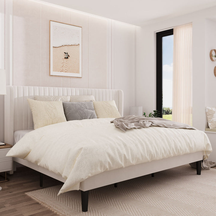 Candler Upholstered Platform Bed with Wingback Willa Arlo™ Interiors Color: White Size: King