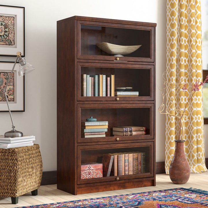 Didier Barrister Bookcase World Menagerie Color: European Coffee Door Type: Glass