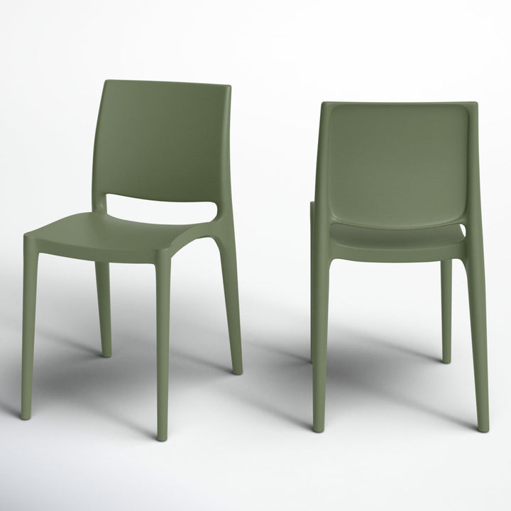 Burt Stacking Patio Dining Side Chair (Set of 2) AllModern Color: Olive Green