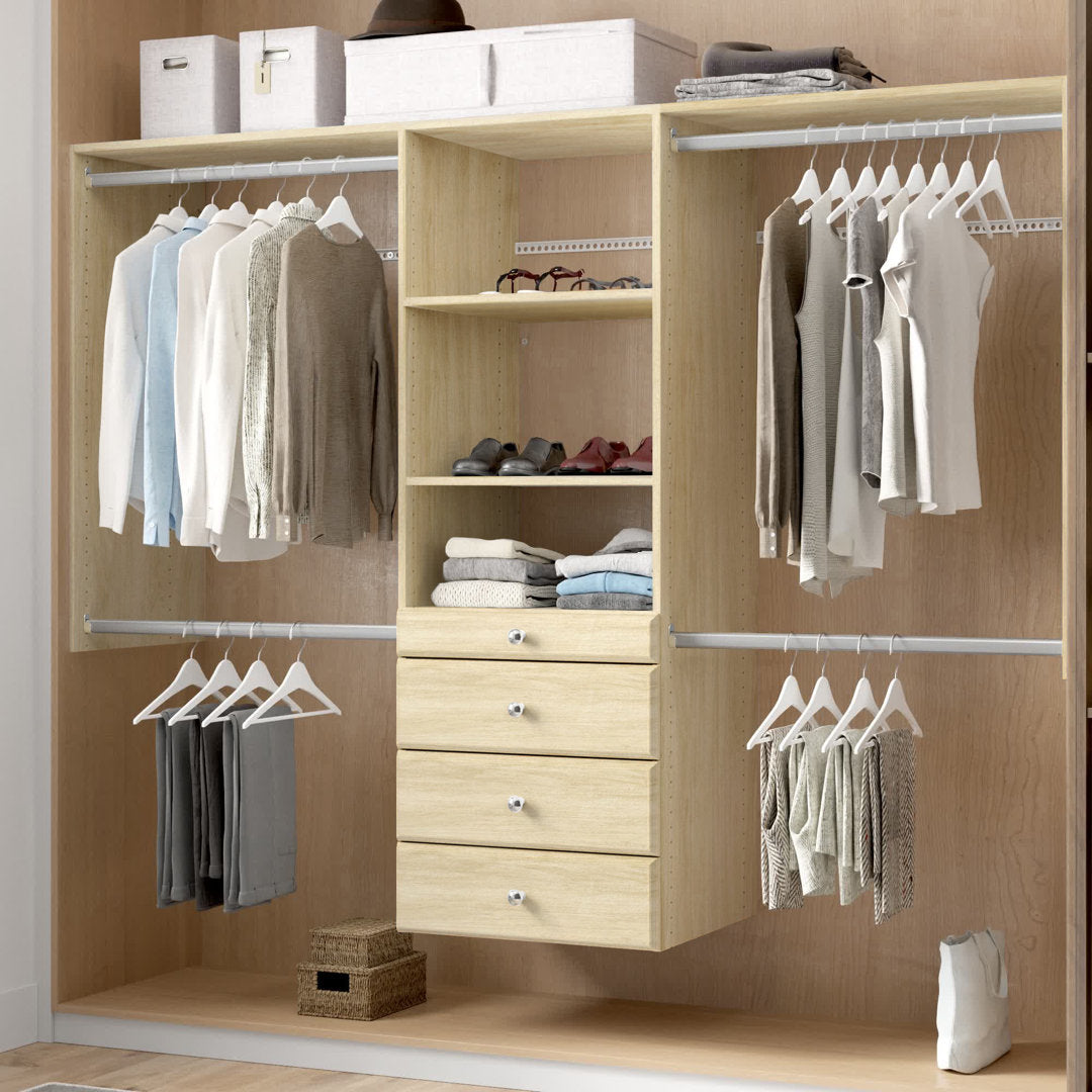 Grid 48'' - 96'' Closet System (Can Be Cut To Fit) Dotted Line™ Finish: Honey Blonde