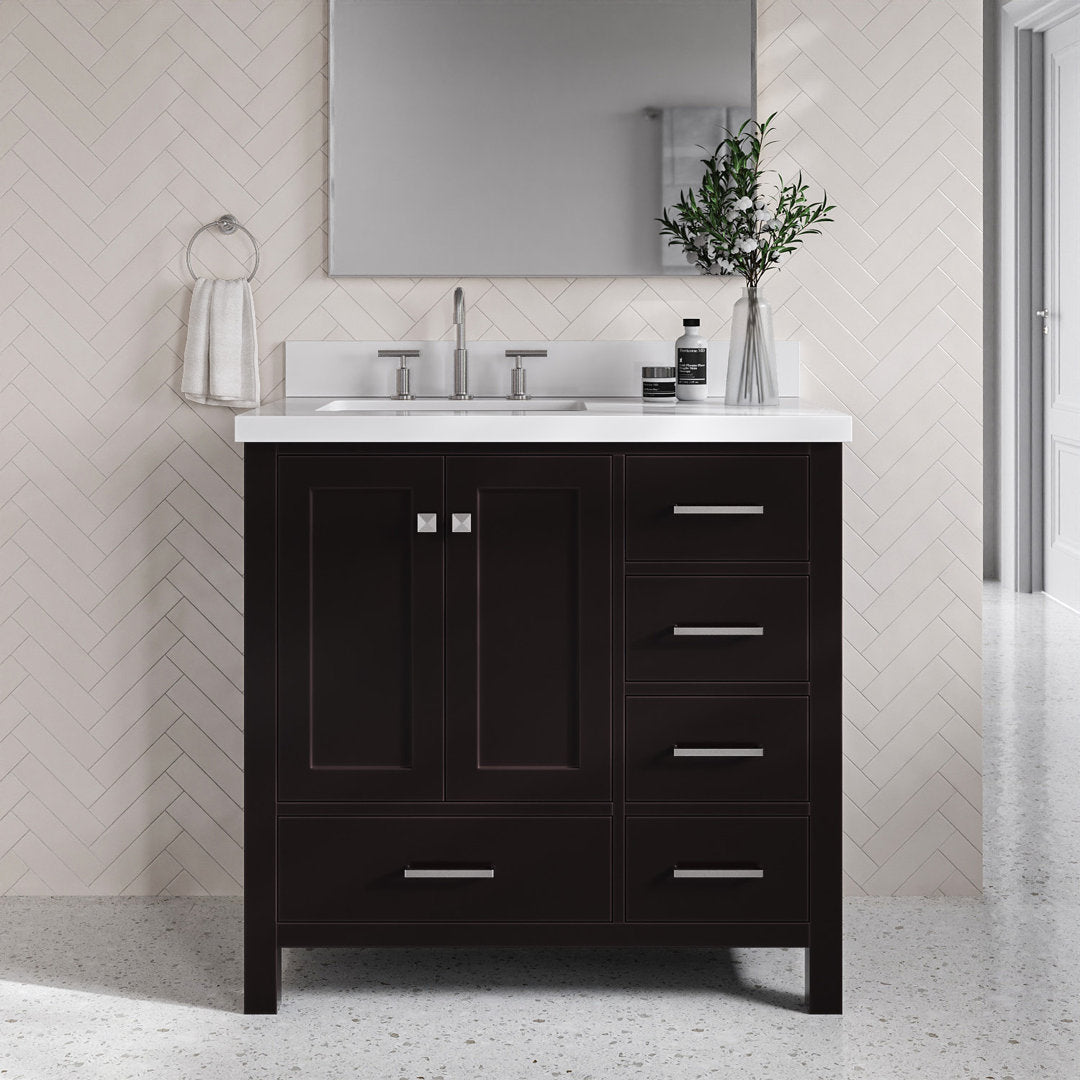 Amariani 37" Single Bathroom Vanity Set Latitude Run® Base Finish: Espresso, Hardware Finish: Satin Nickel