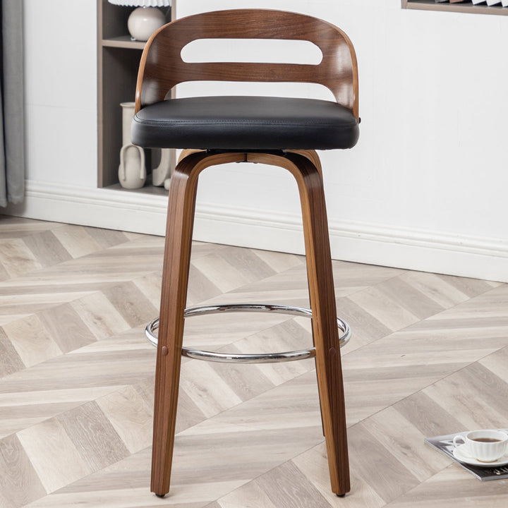 Mahtab Swivel Counter & Bar Stool (Set of 2) Corrigan Studio® Upholstery: Black Faux Leather, Seat Height: Bar Stool = 29.92” Seat Height