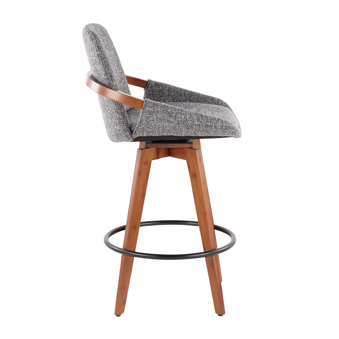 Whitacre Swivel Stool Wade Logan® Seat Height: Counter Stool (26" Seat Height), Upholstery: Gray Noise Tweed