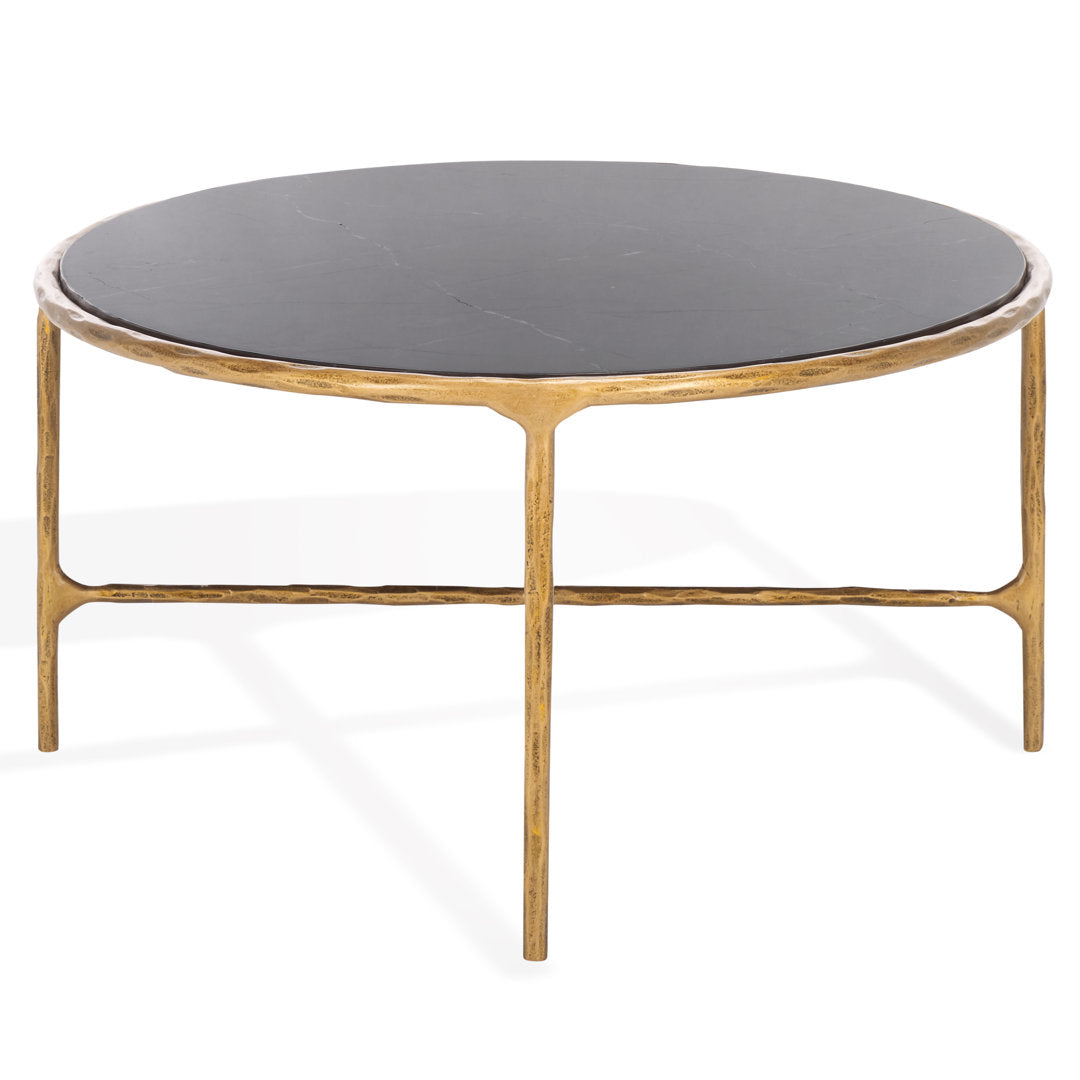 Evelynn 4 Legs Coffee Table Joss & Main Table Base Color: Brass, Table Top Color: Black