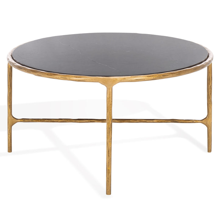 Evelynn 4 Legs Coffee Table Joss & Main Table Base Color: Brass, Table Top Color: Black