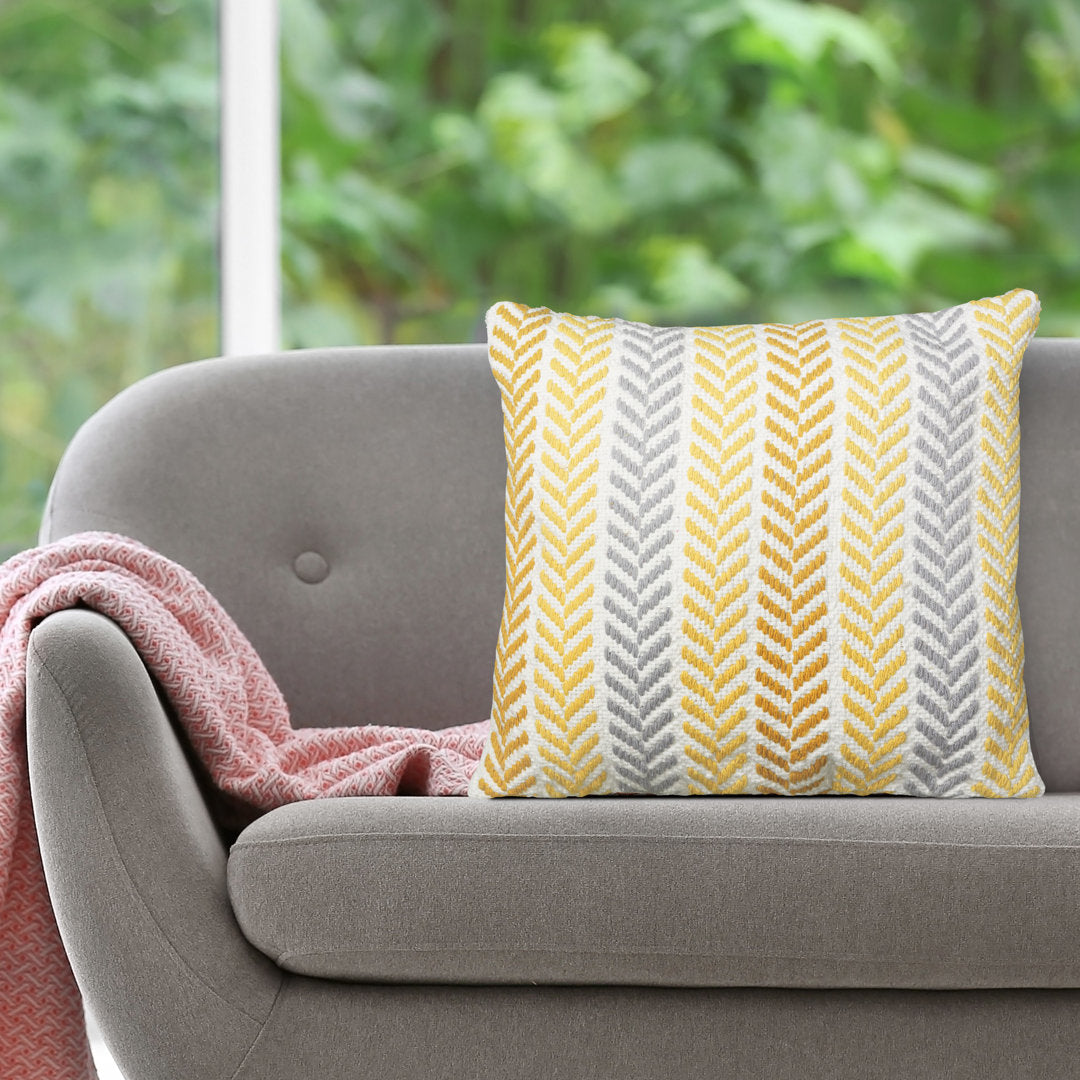 Hand-Woven Chevron Cotton Throw Pillow Rajani Home Color: Yellow