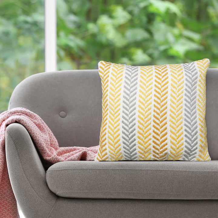 Hand-Woven Chevron Cotton Throw Pillow Rajani Home Color: Yellow