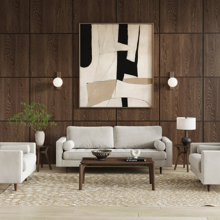 Geo 84" Upholstered Sofa AllModern Fabric: Bella Platinum Performance Velvet