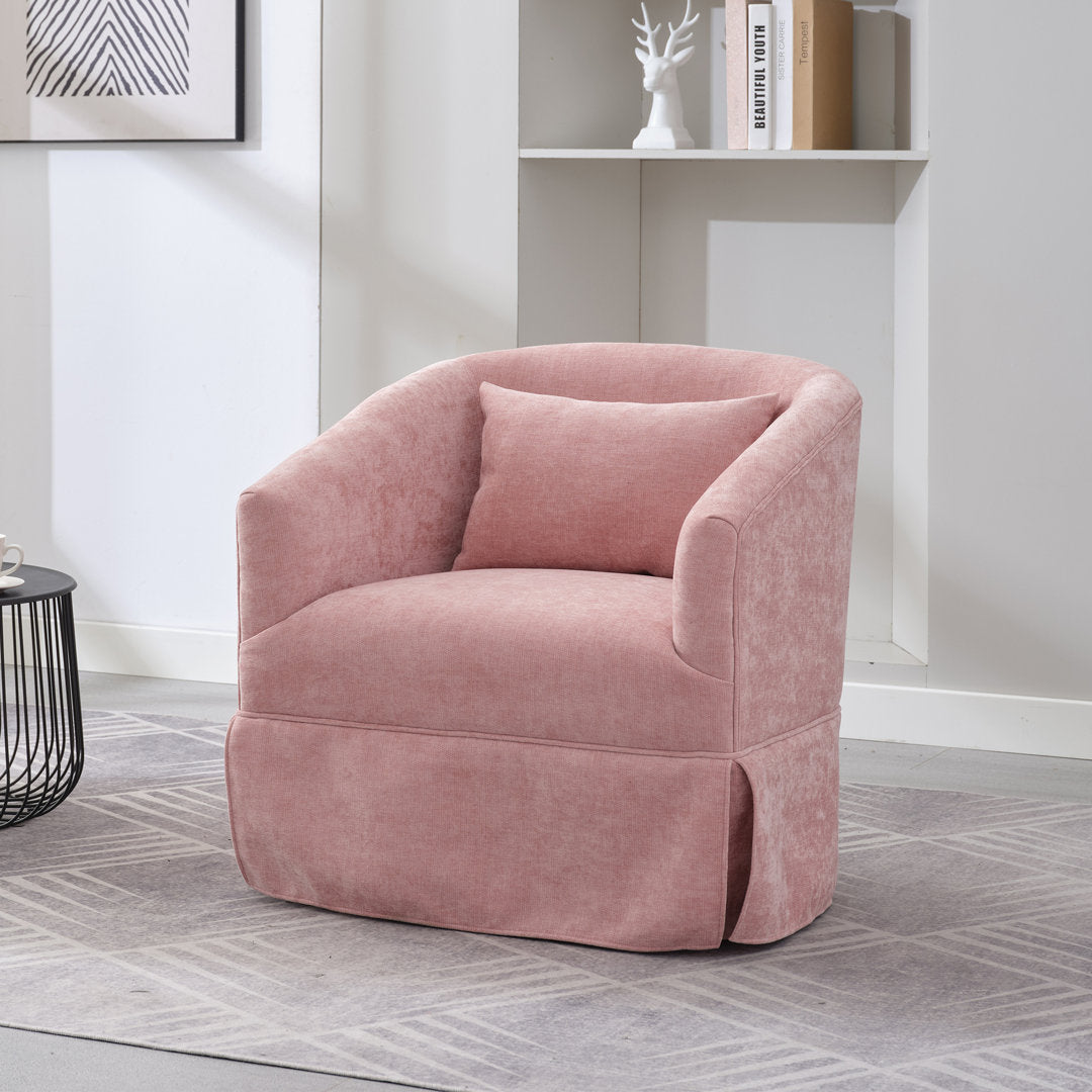 Swivel Accent Arm Chair with Plump Pillow Upholstered Comfy 360 Degree Swivel  Sofa Chair Brayden Studio® Body Fabric: Pink Linen Blend