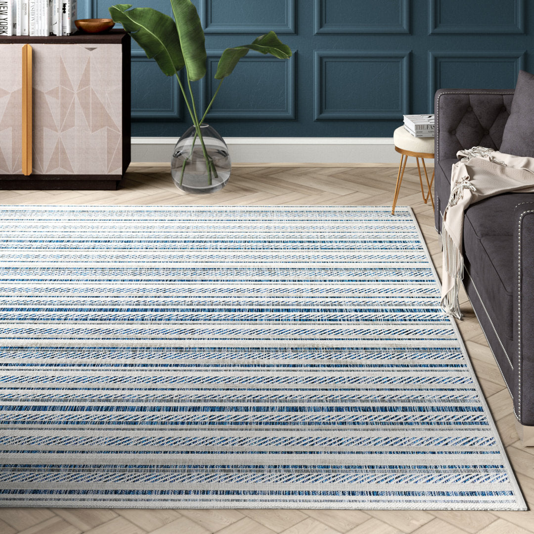 Bellino Striped Denim Indoor/Outdoor Area Rug Beachcrest Home™ Rug Size: Rectangle 4'3" x 5'11"