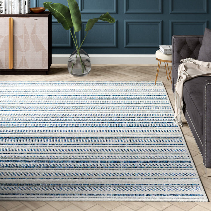 Bellino Striped Denim Indoor/Outdoor Area Rug Beachcrest Home™ Rug Size: Rectangle 4'3" x 5'11"