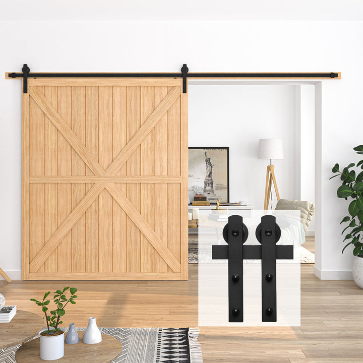 I Shape Heavy Duty Standard Single Track Barn Door Hardware Kit 156 in. Track Length HomLux