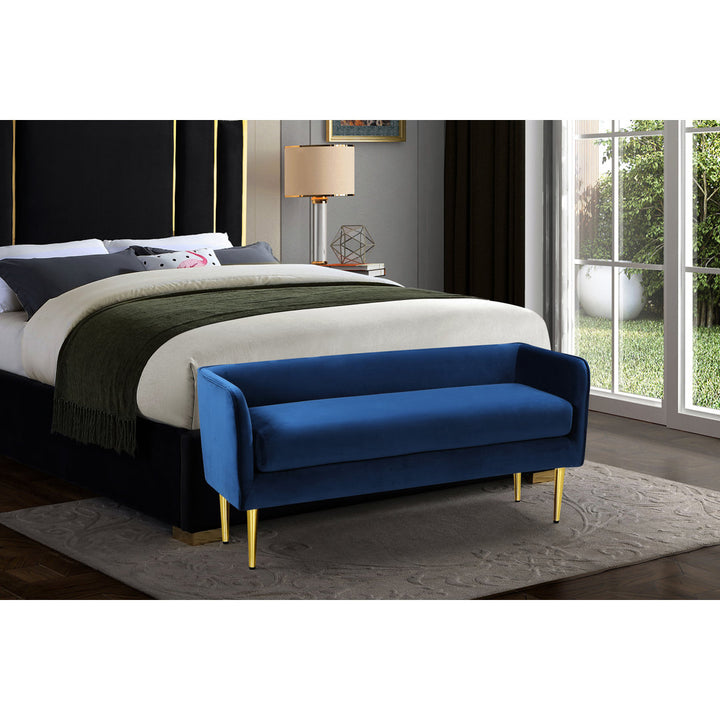 Manuel Upholstered Bench Everly Quinn Color: Navy