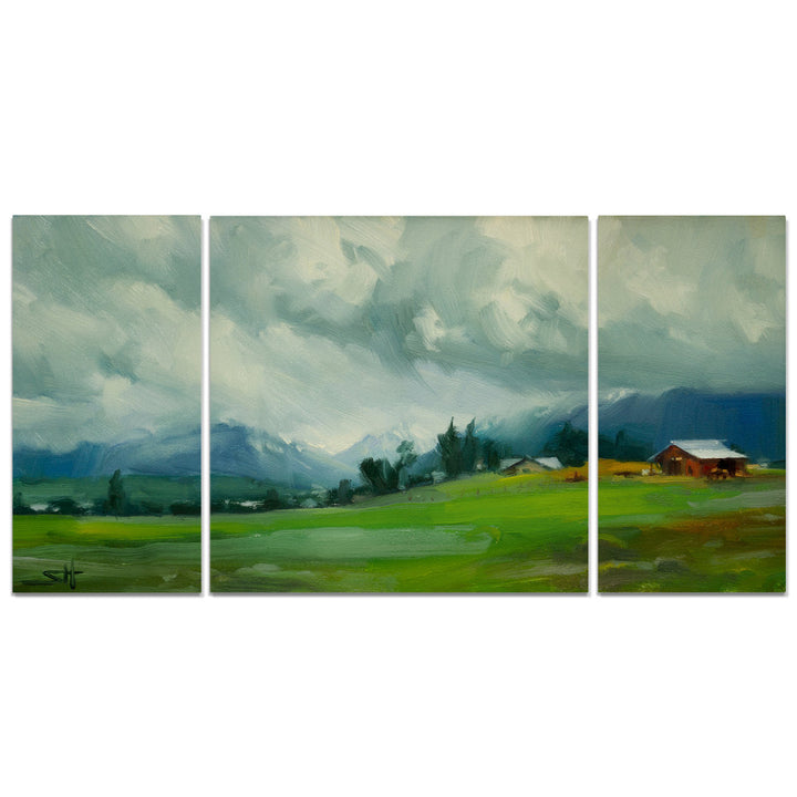 A Premium Wallowa Valley Storm - 3 Piece Print Set on Canvas Gracie Oaks Size: 24" H x 48" W x 1.5" D