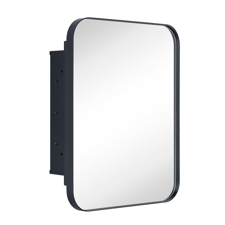 Haslem Recessed Framed Medicine Cabinet with Mirror and Adjustable Shelves Latitude Run® Size: 18" H x 14" W x 4.96" D Finish: Black