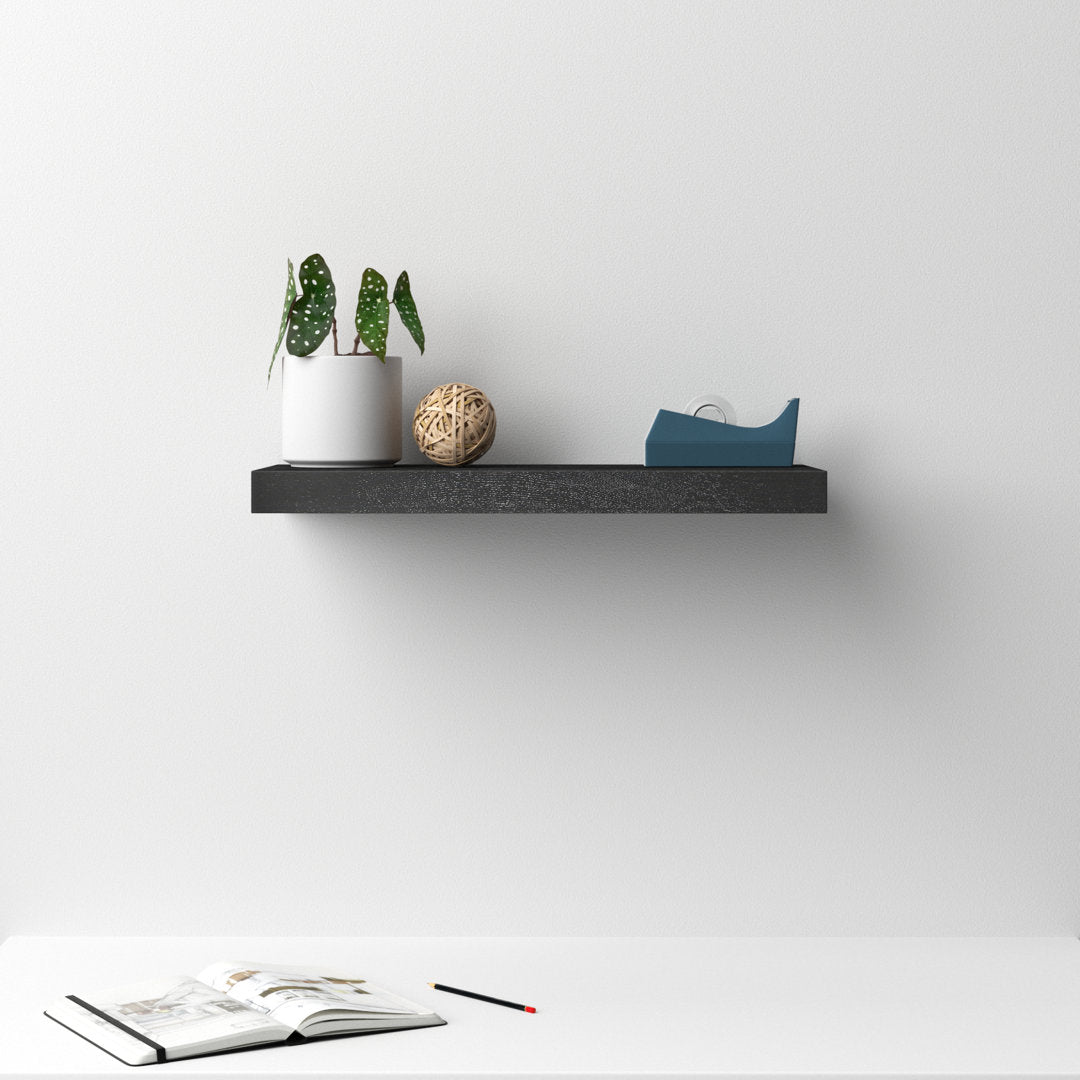 Sherice Floating Shelf AllModern Size: 1.97" H x 23.63" W x 10.24" D Finish: Black