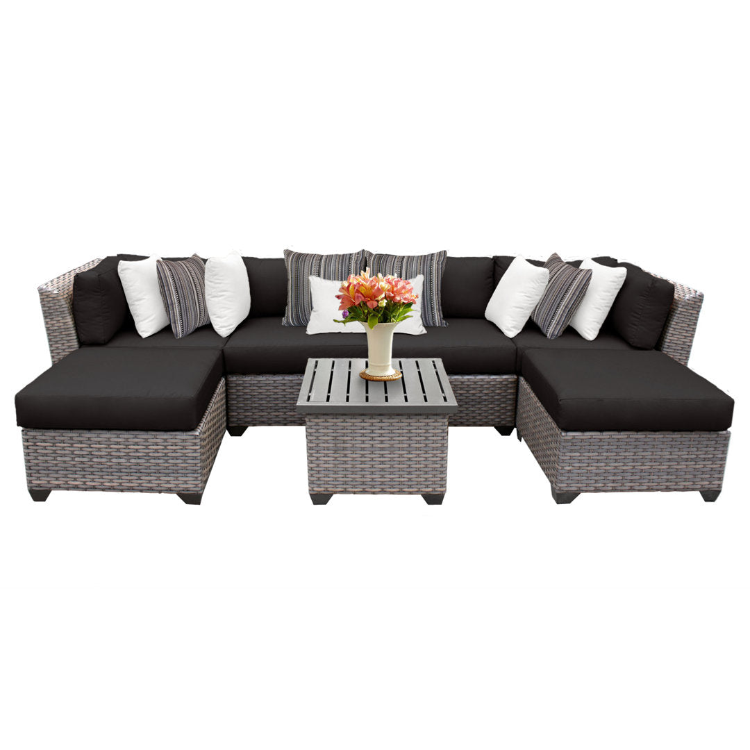 Amjad 7 Piece Outdoor Sectional Seating Group with Cushions Lark Manor™ Cushion Color: Black Performance