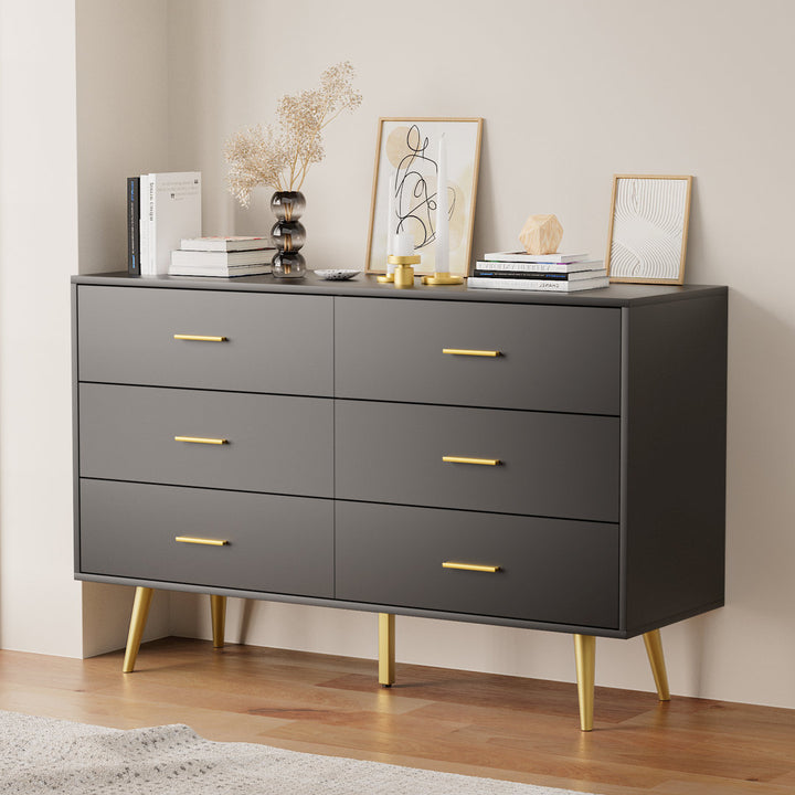 Kamily 6 Drawer 47.25" W Double  Dresser Mercer41 Color: Black