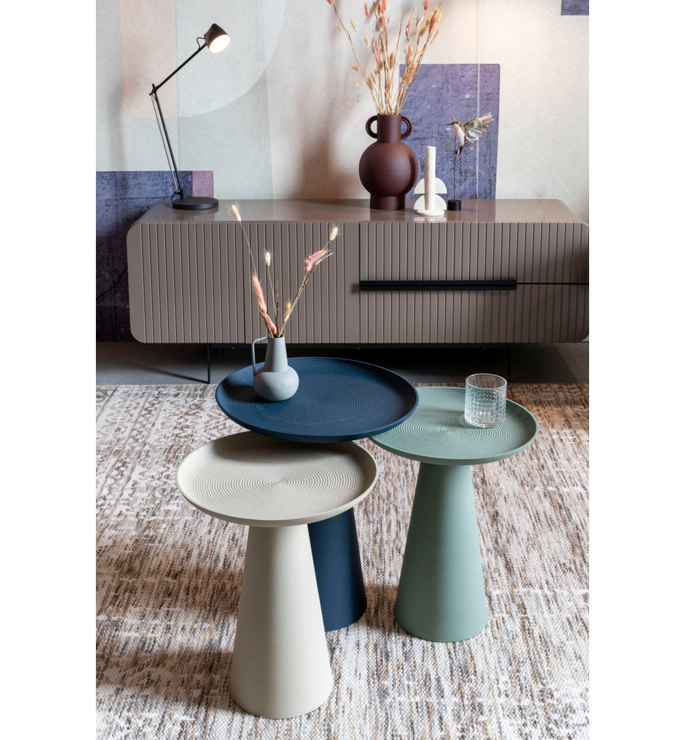 Ringar Tray Top Pedestal End Table Luxury Furnitures Color: Blue