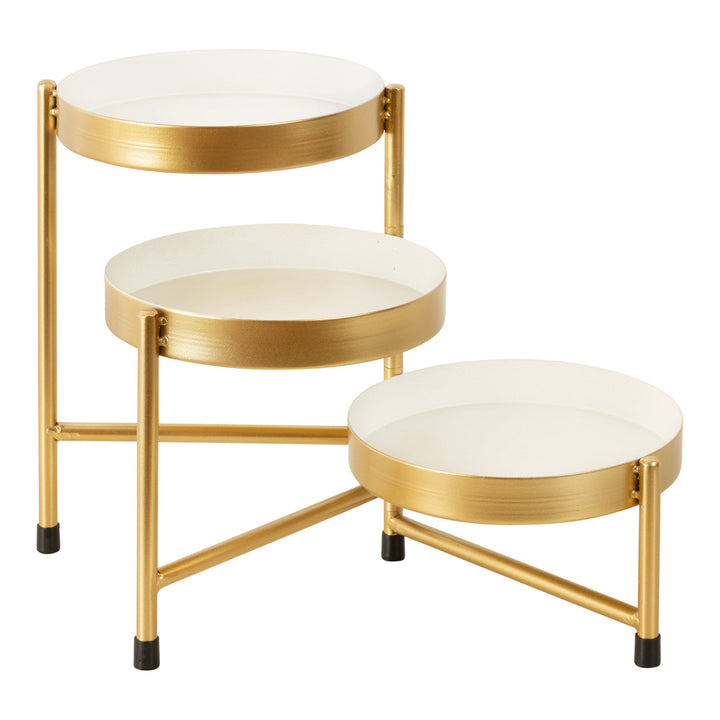 Oquendo Round Multi-tiered Plant Stand Ivy Bronx Color: White/Gold