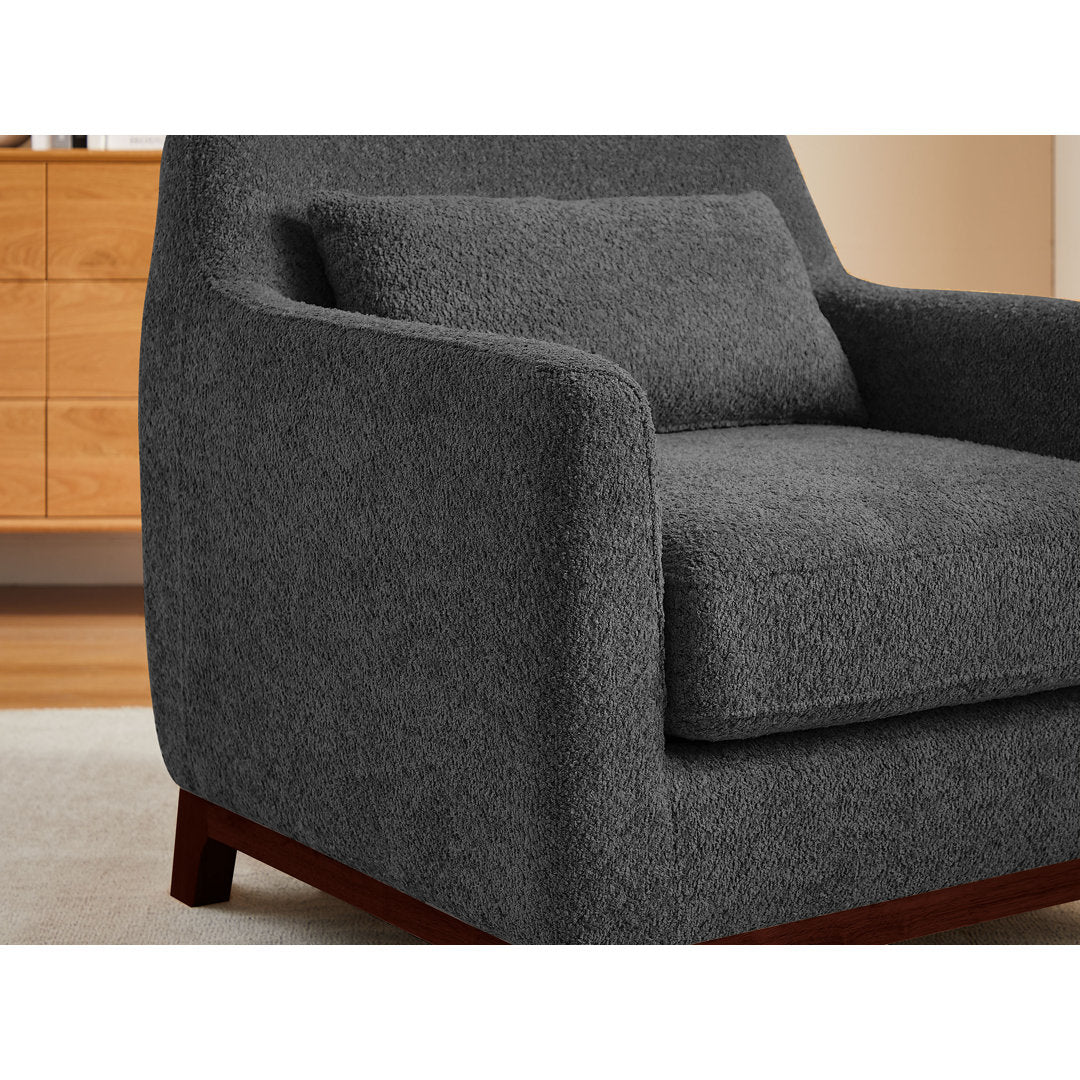 Jazmere 31.5" Armchair Mercer41 Leg Color: Walnut Fabric: Dark Gray Boucle