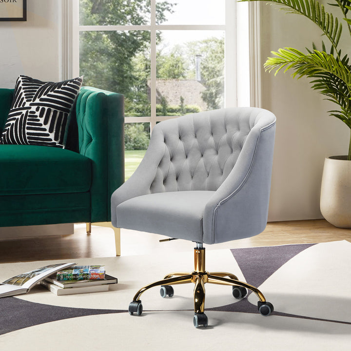 Louise 35.5'' H Velvet Hand-Curated Task Chair with Button Tufted Kelly Clarkson Home Upholstery Color: Grey Velvet