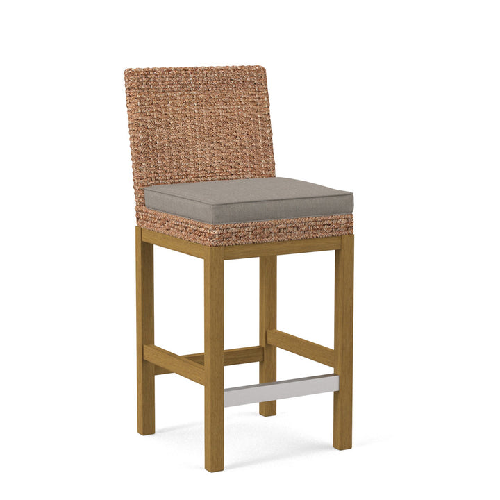 Seagrass Top Counter Stool Braxton Culler Leg Color: Honey Finish Body Fabric: Navy Beige Stripe; 0212-61