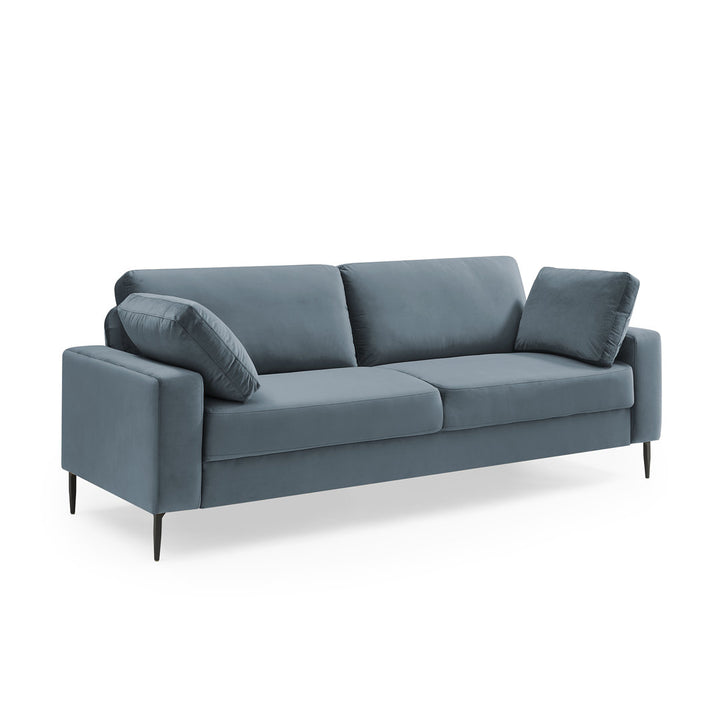 Jeses MINIMORE Modern Style Etta 84.3" Mid-Century Modern Design Sofa Corrigan Studio® Fabric: Light Blue Velvet