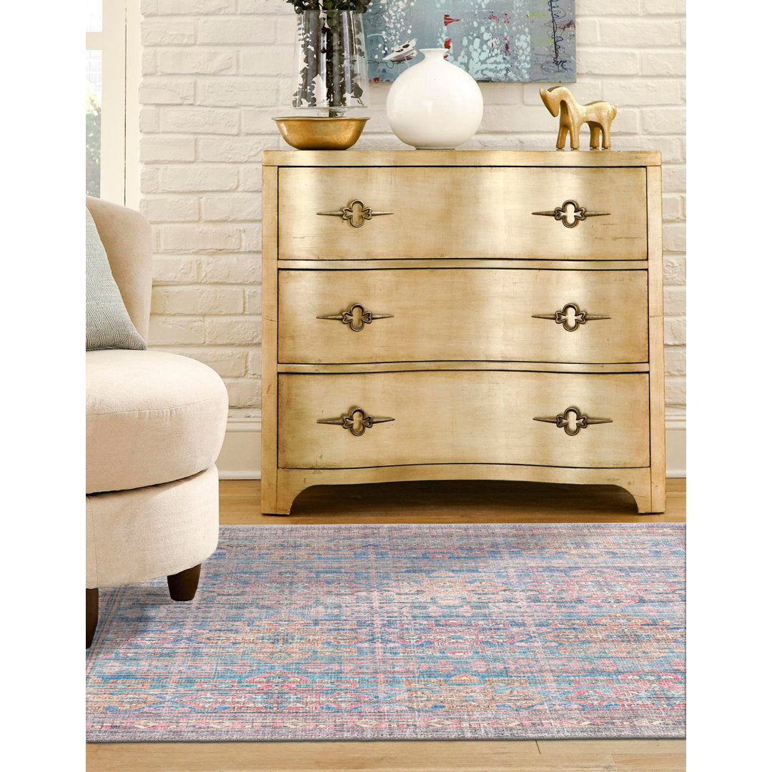 Hadsell Machine Made Power Loom Antique Blue Area Rug Langley Street® Rug Size: Square 7'3"