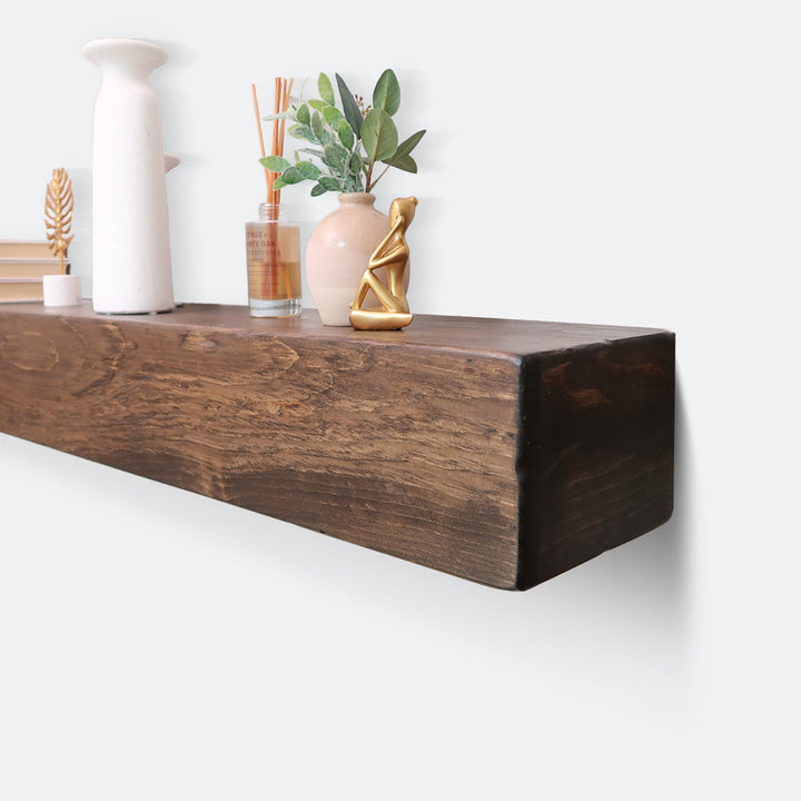 Melodye Rustic Fireplace Shelf Mantel Ebern Designs Shelf Length: 36 in., Finish: Jacobean