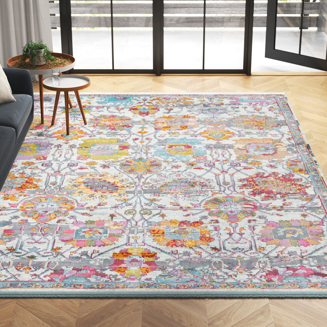 Haefner  Floral Orange/Gray/Blue Area Rug Langley Street® Rug Size: Rectangle 9' x 12'