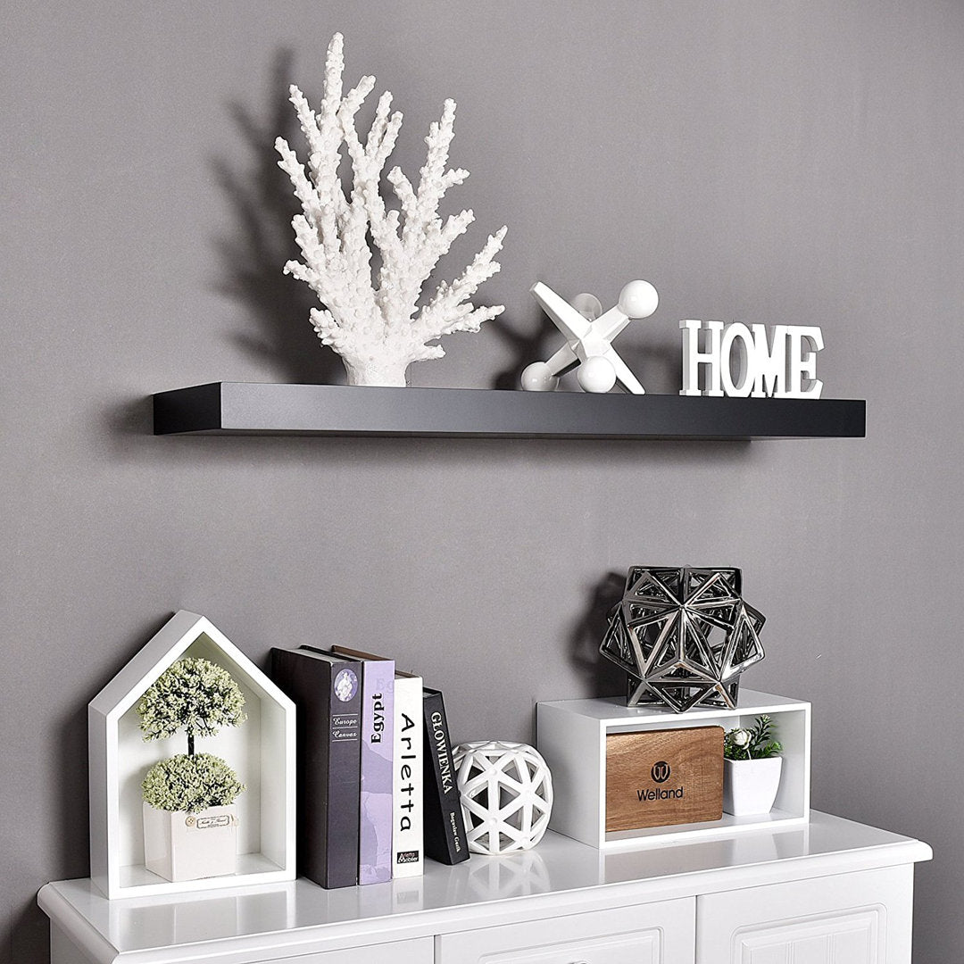 Himmelmann Floating Shelf Ebern Designs Size: 1.25" H x 36" W x 7.25" D Finish: Black