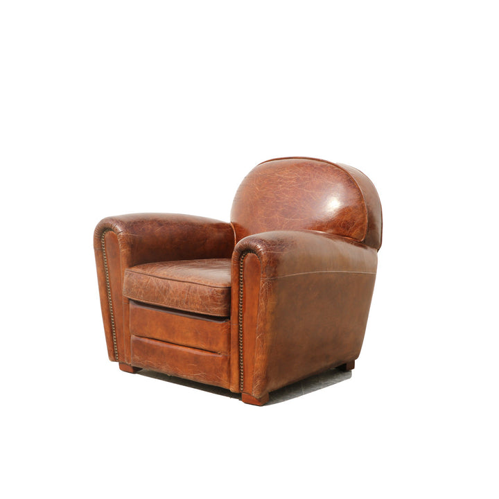 32" Wide Top Grain Leather Armchair Pasargad