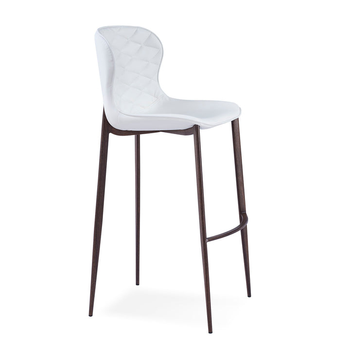 Albert Upholstered Bar & Counter Stool Upper Square™ Base Color: Wood Veneer, Upholstery Color: White Seat Height: Counter Stool (24” Seat Height)