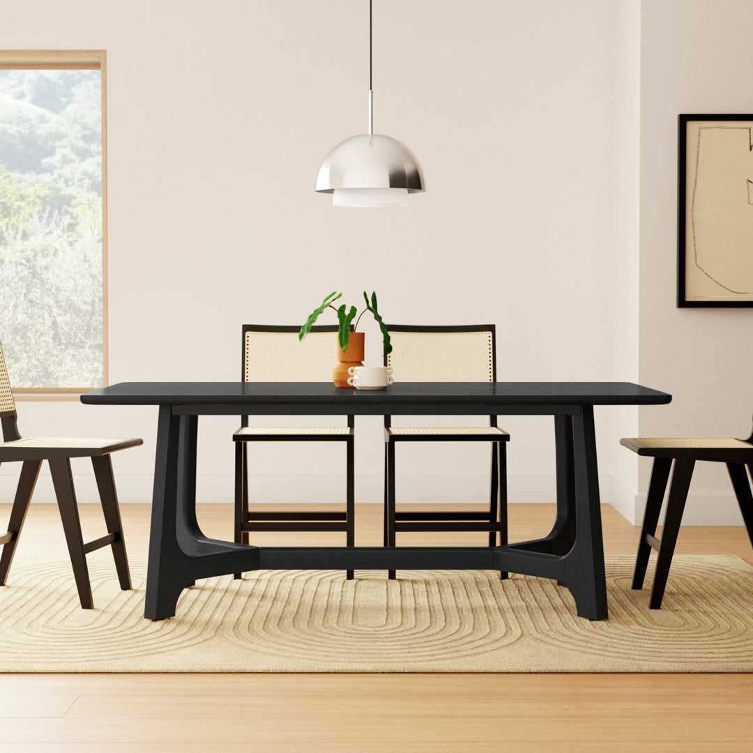 Burk 76" Trestle Dining Table AllModern Color: Black
