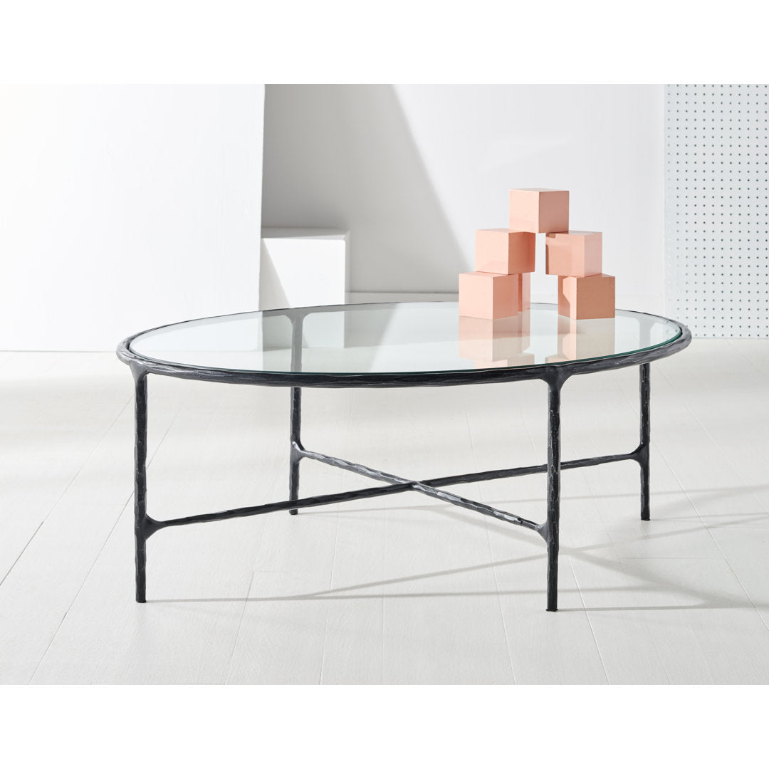 Evelynn 4 Legs Coffee Table Joss & Main Table Base Color: Black, Table Top Color: Clear
