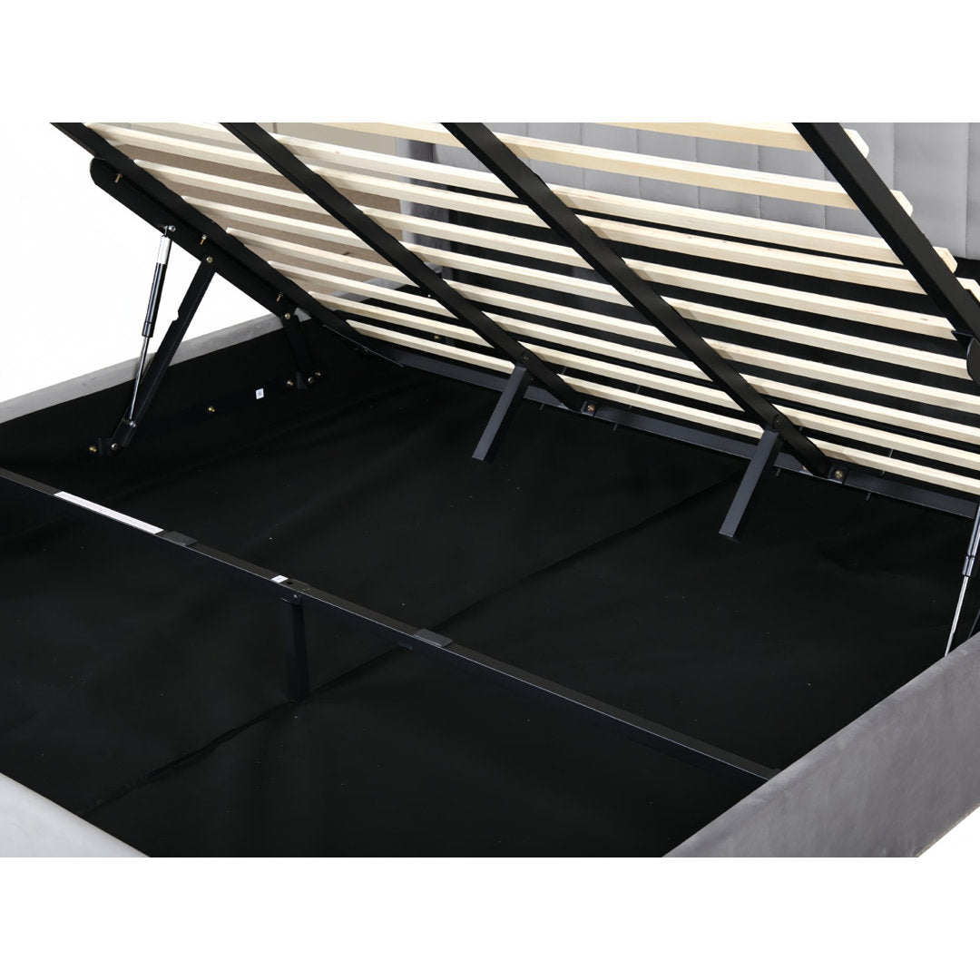 Daizia Lift Up Storage Platform Bed with Wingback Headboard Latitude Run® Color: Gray Size: King
