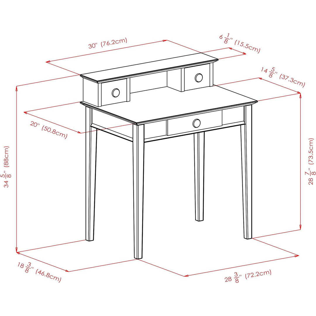 Hilderbrand Solid Wood Desk with Hutch Red Barrel Studio®