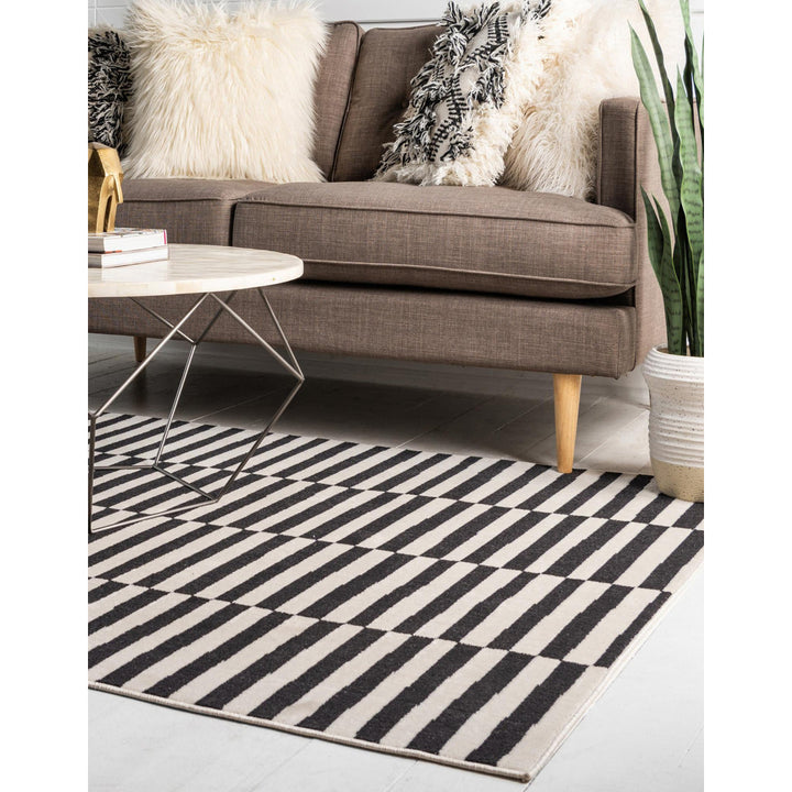 Arzilla Striped Ivory/Black Area Rug Wade Logan® Rug Size: Rectangle 2'2" x 3'1"