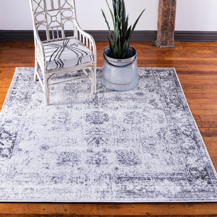 Brandt Floral Gray Area Rug Mistana™ Rug Size: Square 6'1"
