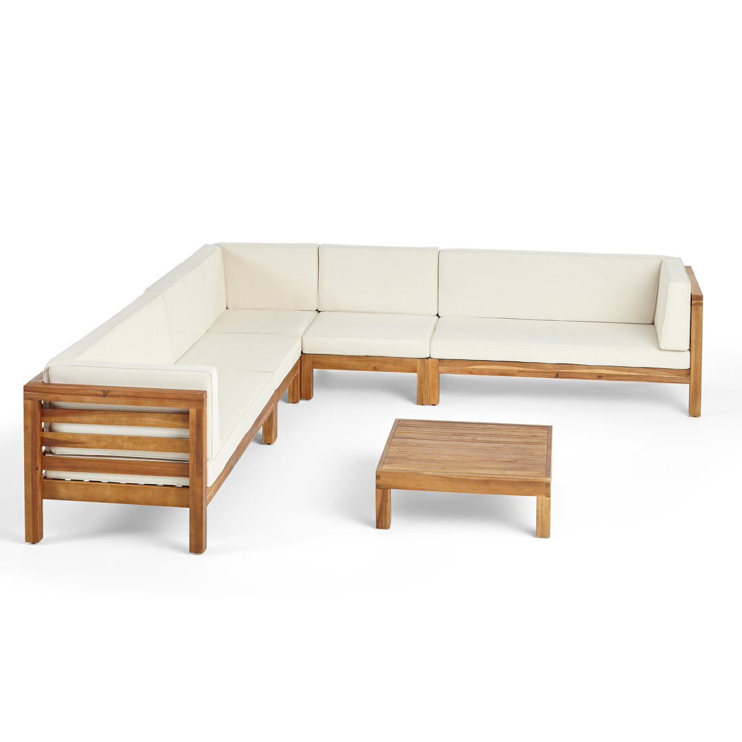 Maher Outdoor 7 Piece Sectional Seating Group with Cushions Beachcrest Home™ Cushion Color: Beige