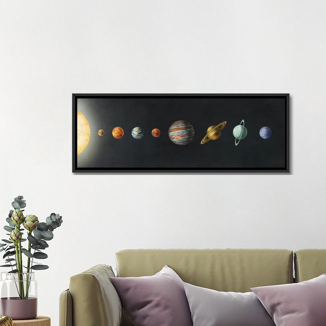 The Solar System' by Terry Fan - Wrapped Canvas Panoramic Print Harriet Bee Size: 12" H x 36" W x 1.5" D Format: Black Framed Canvas