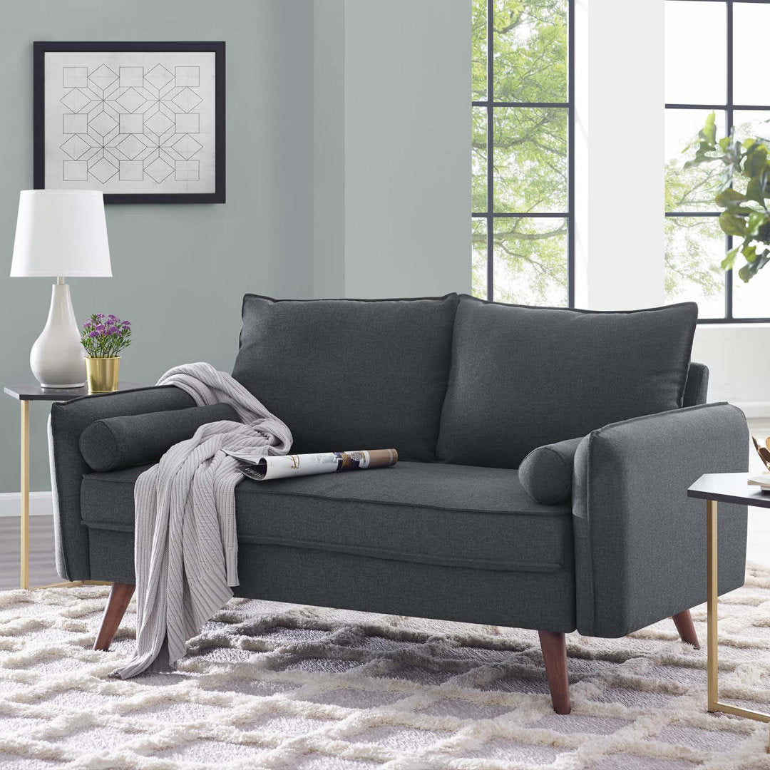 Modway Revive Upholstered Fabric Loveseat Modway Upholstery Color: Gray Performance Velvet