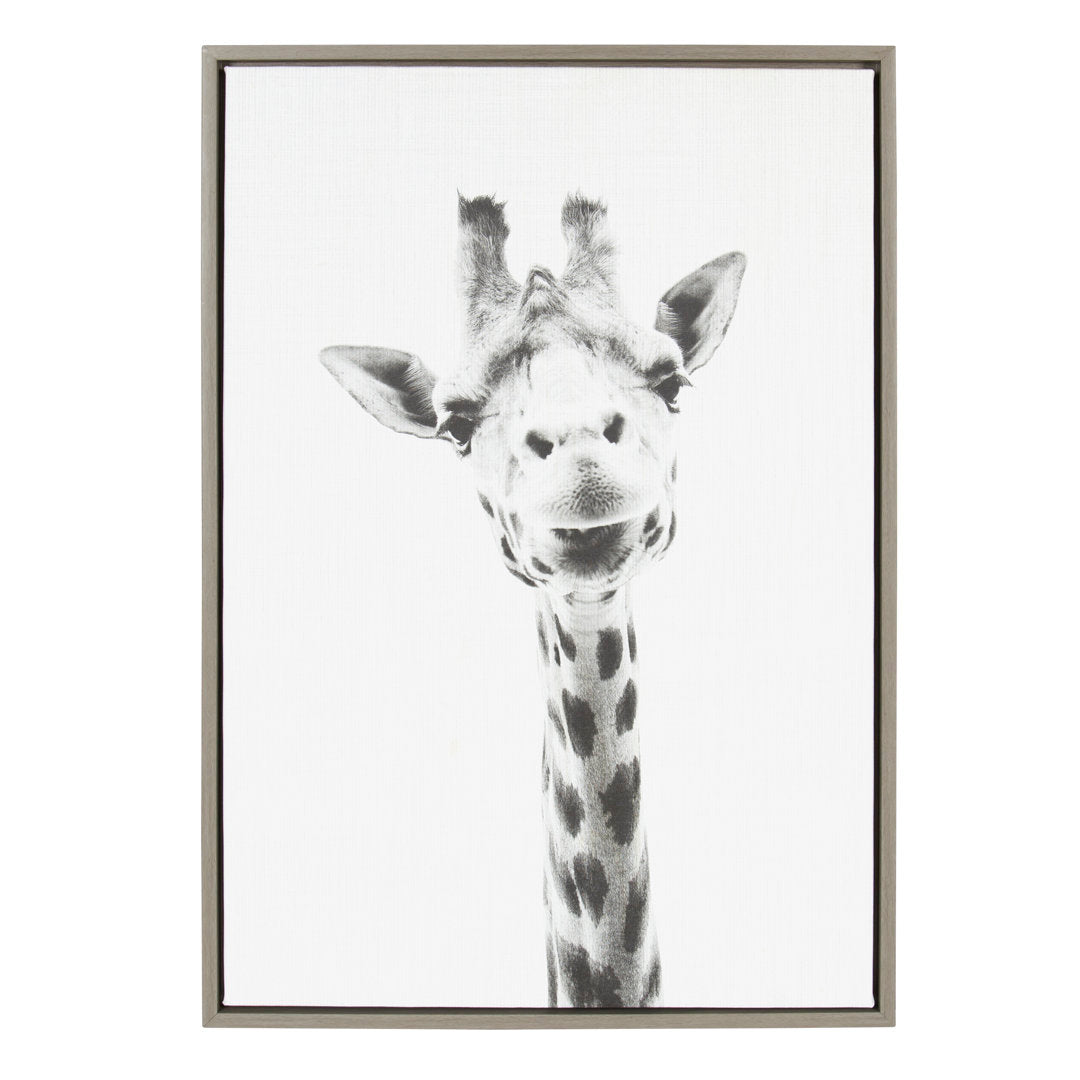 Audel Sylvie Graywash Giraffe by Simon Te Tai - Photograph Print on Canvas Wade Logan® Format: Gray Framed