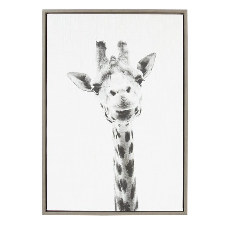 Audel Sylvie Graywash Giraffe by Simon Te Tai - Photograph Print on Canvas Wade Logan® Format: Gray Framed
