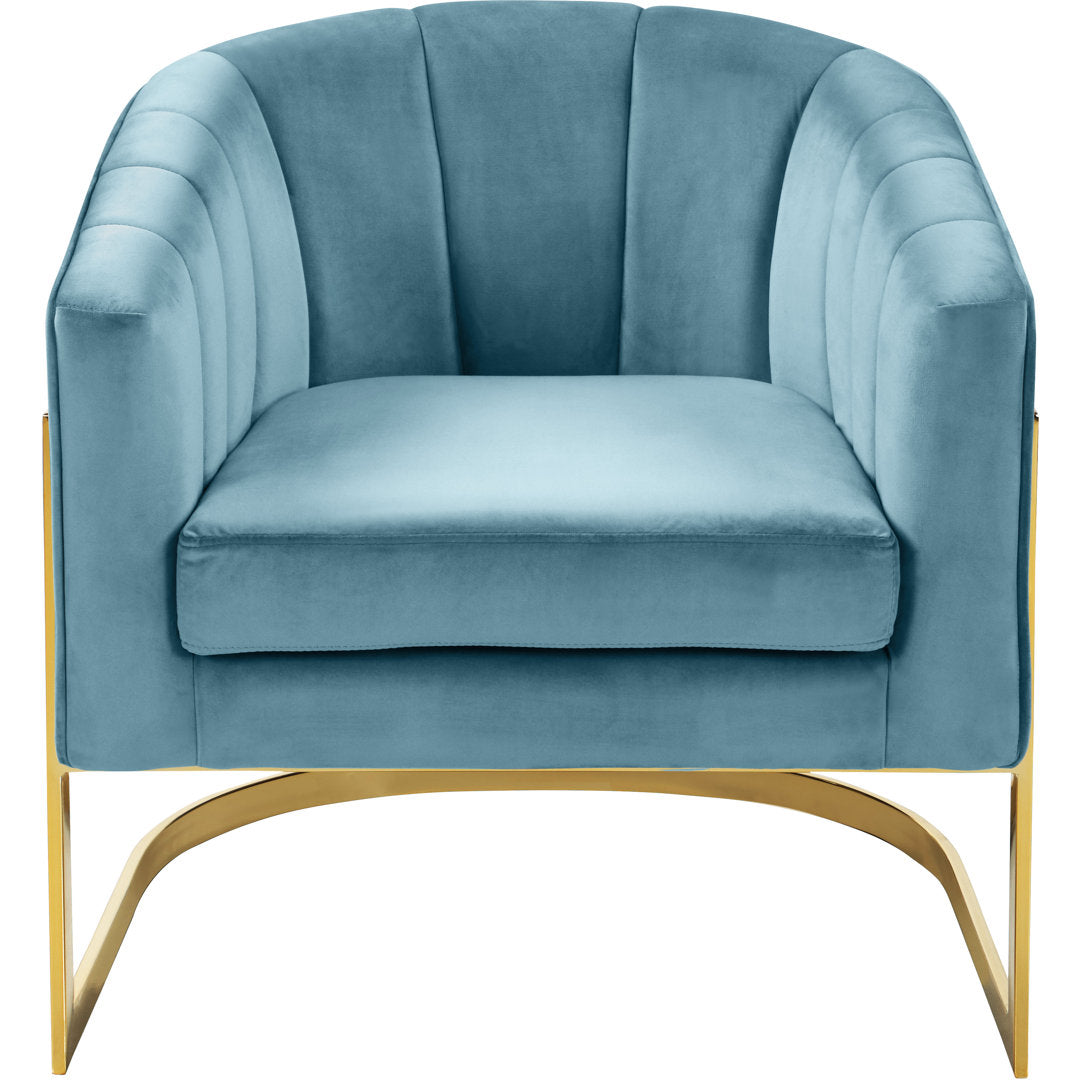 Barnicle 30" Wide Velvet Barrel Chair Everly Quinn Body Fabric: Aqua Velvet