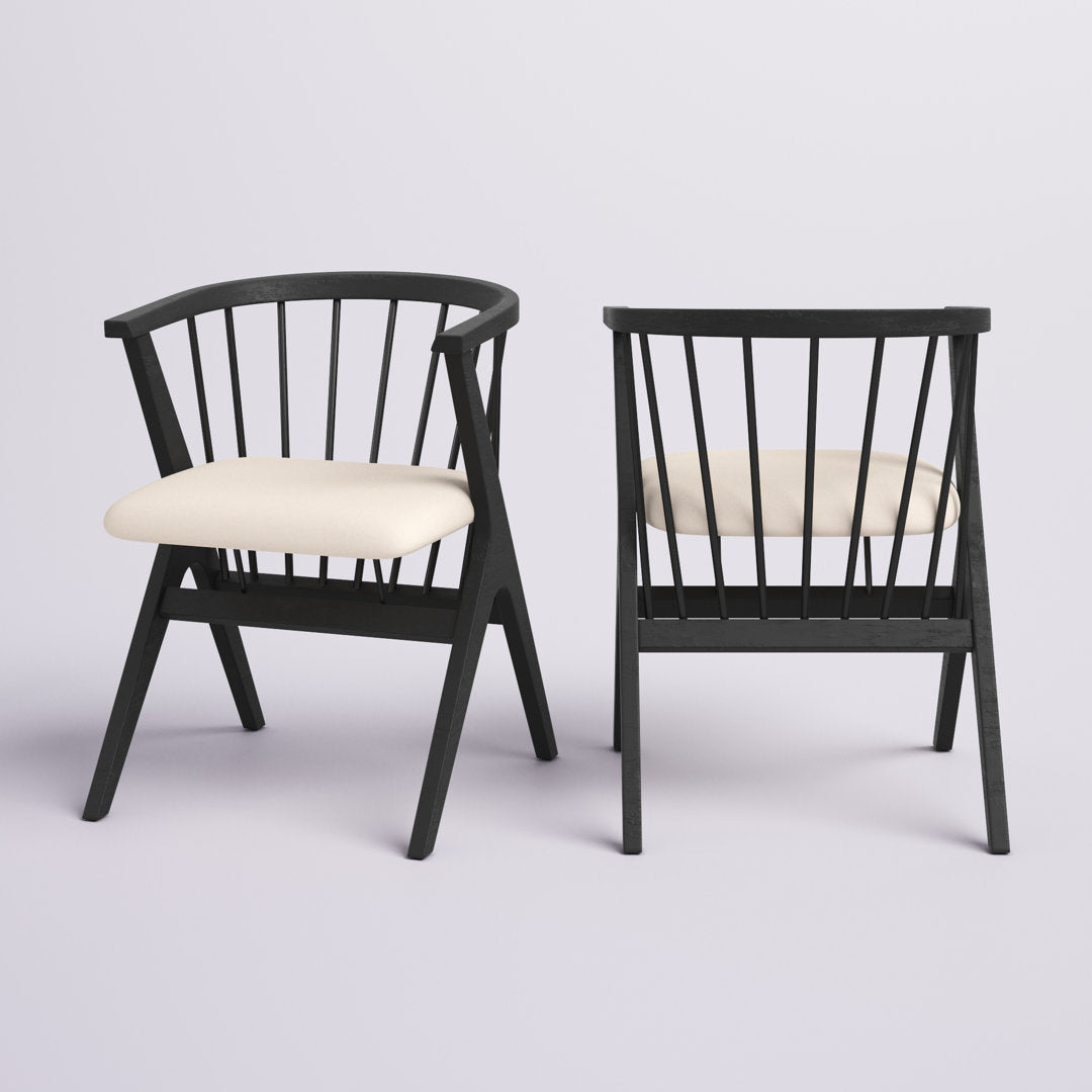 Artemis Slat Back Side Chair in Black (Set of 2) Mistana™ Color: Black, Upholstery Color: Beige