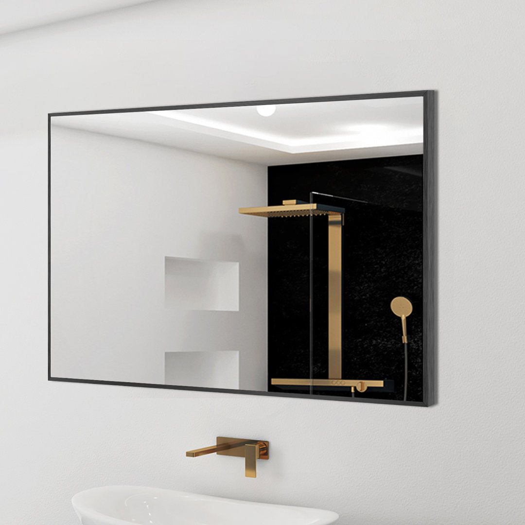 Beunca Metal Framed Bathroom Vanity Mirror Winston Porter Size: 35.8" x 24" Finish: Black